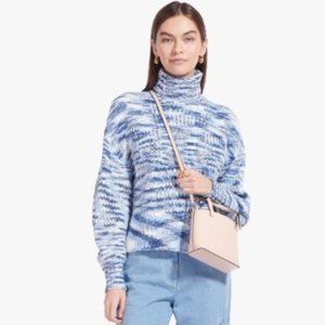 STAUD   Benny Intarsia-knit Turtleneck Sweater In Blue